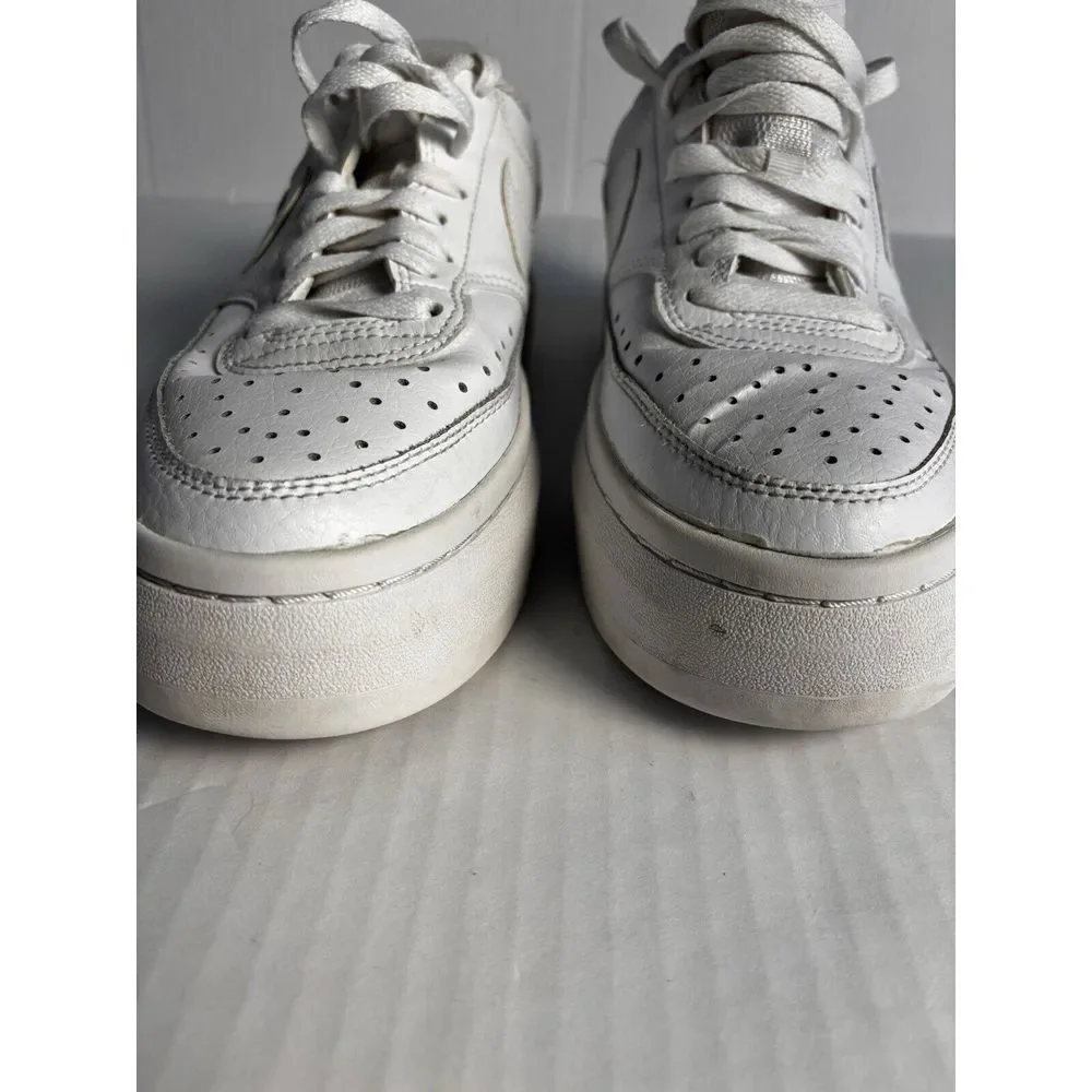 Nike Men's‎ Court Vision Alta Leather platform sneakers in triple white size 10